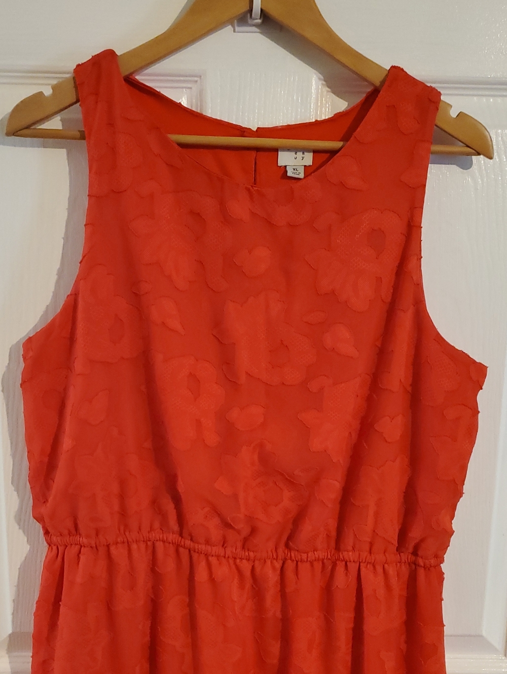 Target Coral Textured Floral Sleeveless Midi Dress